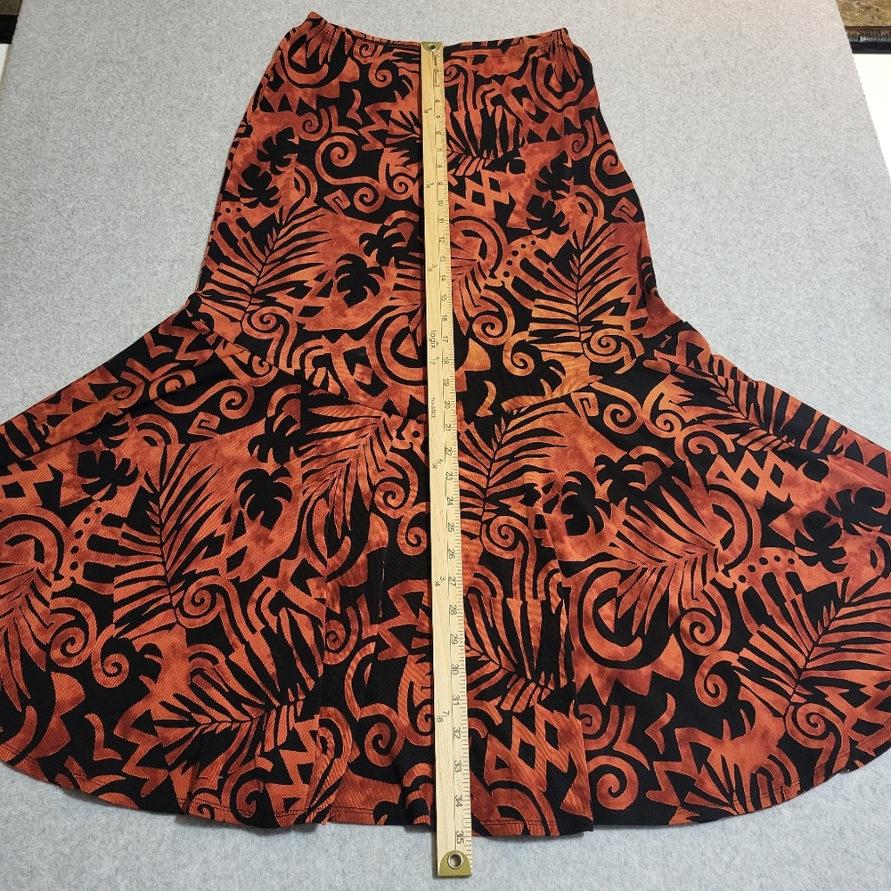 Coldwater Creek No Iron Midi Skirt Sz S Black Rust Flounce Hem Fairy Grunge Y2K - Picture 10 of 10
